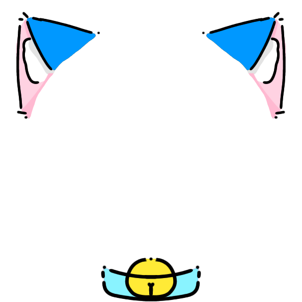 cyan collar blue cat ears Decoration